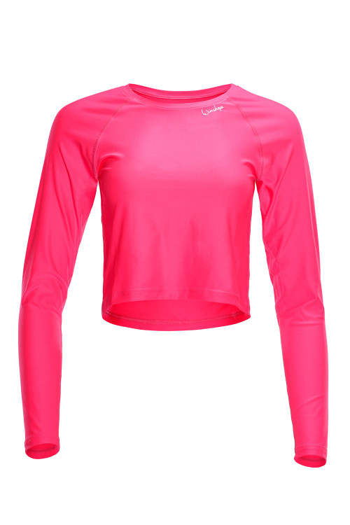 Functional Light Cropped Long Sleeve Top AET116, neon pink