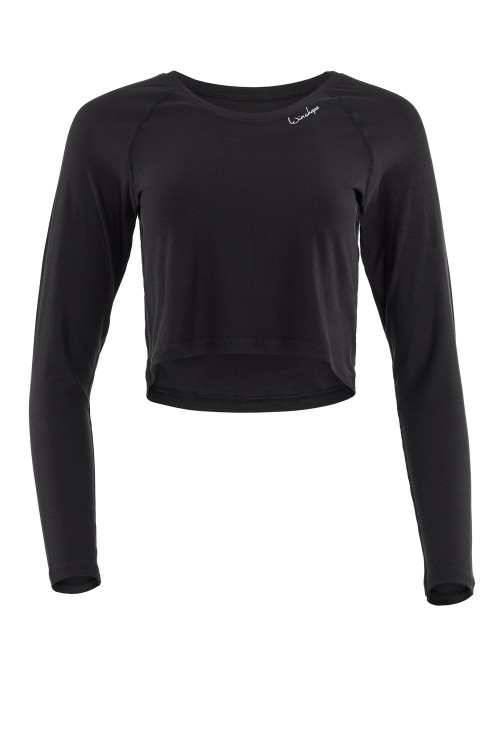 Functional Light and Soft Cropped Long Sleeve Top AET116LS, schwarz