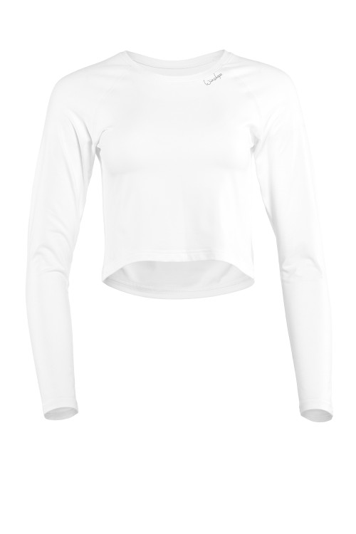 Functional Light and Soft Cropped Long Sleeve Top AET116LS, ivory