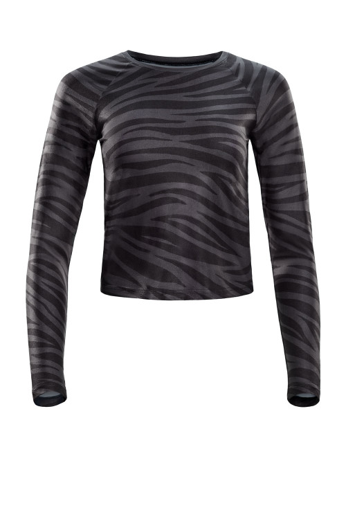 Functional Light and Soft Cropped Long Sleeve Top AET119LS, Zebra