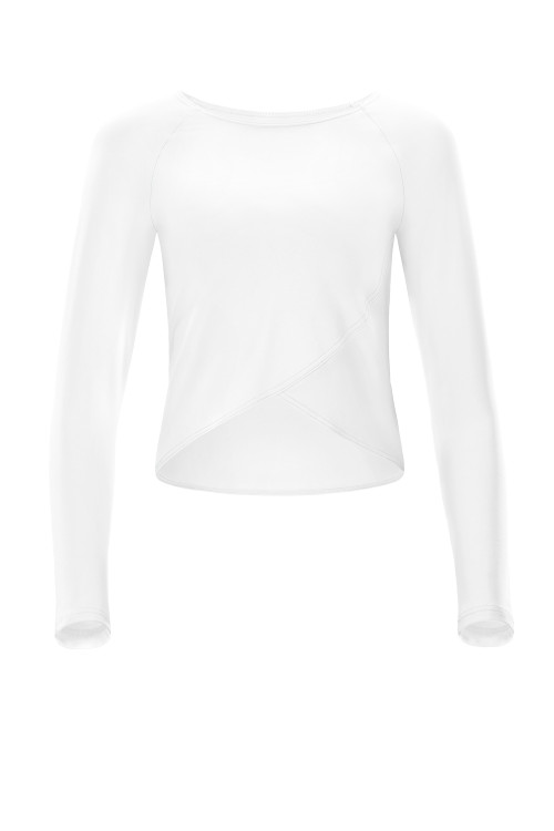 Functional Light and Soft Cropped Long Sleeve Top AET131LS mit Overlap-Applikation, ivory