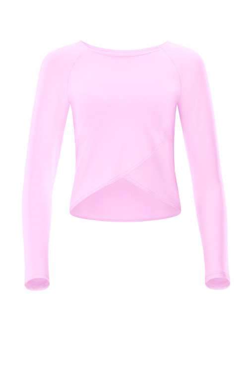 Functional Light and Soft Cropped Long Sleeve Top AET131LS mit Overlap-Applikation, lavender rose