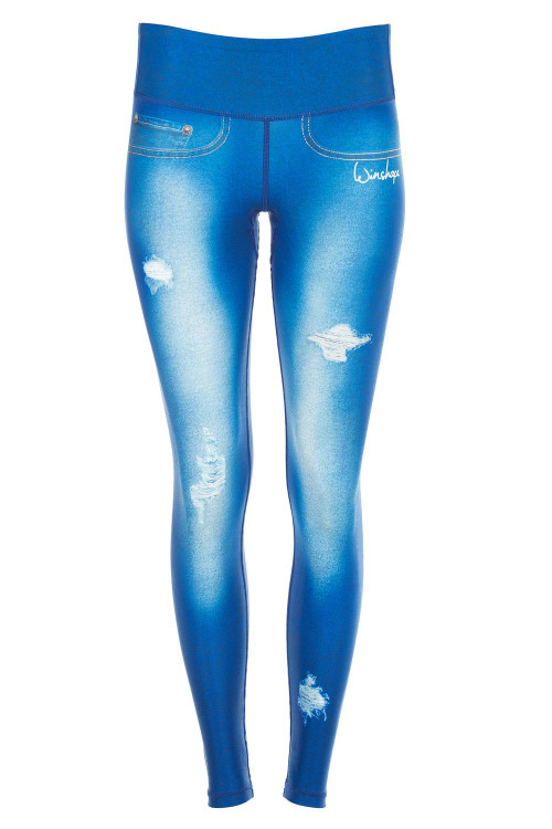 Functional Power Shape Jeans Tights "Blue Lagoon" AEL102, ocean blue