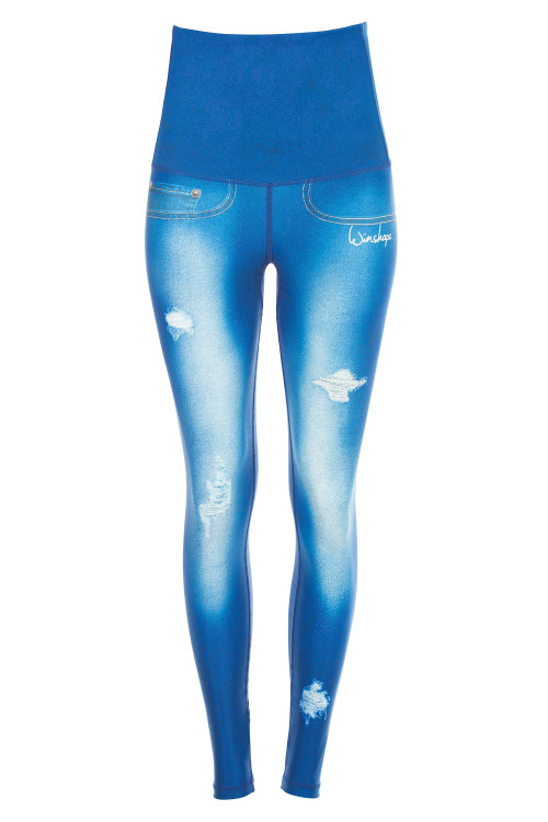 Functional Power Shape Jeans Tights High Waist "Blue Lagoon" HWL102, ocean blue
