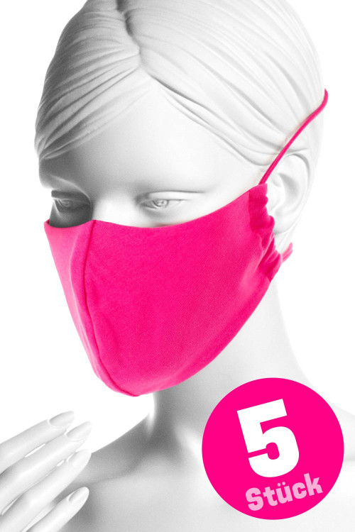 Wiederverwendbare Mund- und Nasenmaske WMSM1, pink, 5 Stück