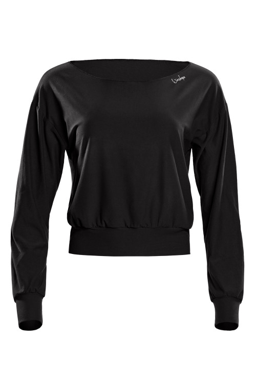 Functional Light and Soft Cropped Long Sleeve Top LS003LS, schwarz