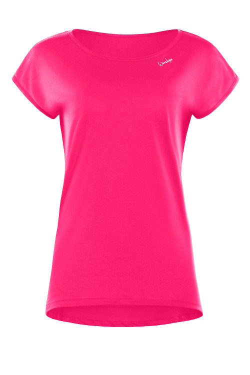Ultra leichtes Modal-Kurzarmshirt mit abgerundetem Saum MCT013, Deep Pink