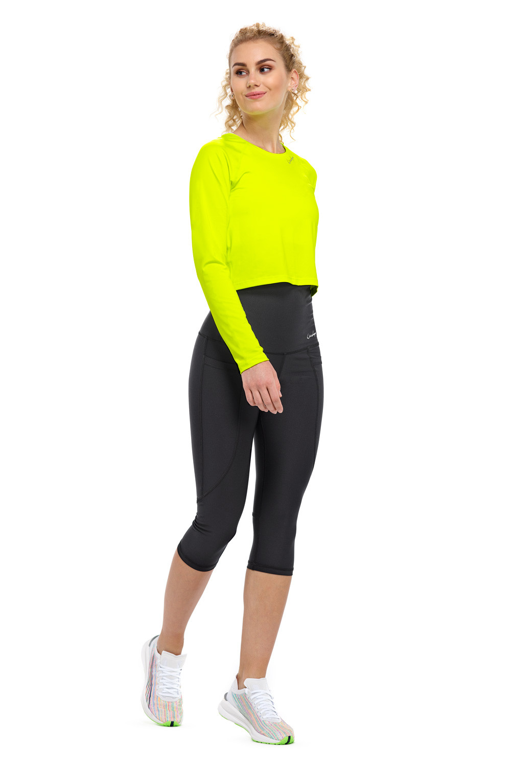 AET116, gelb, Functional Long Cropped neon Top Style Winshape Slim Light Sleeve