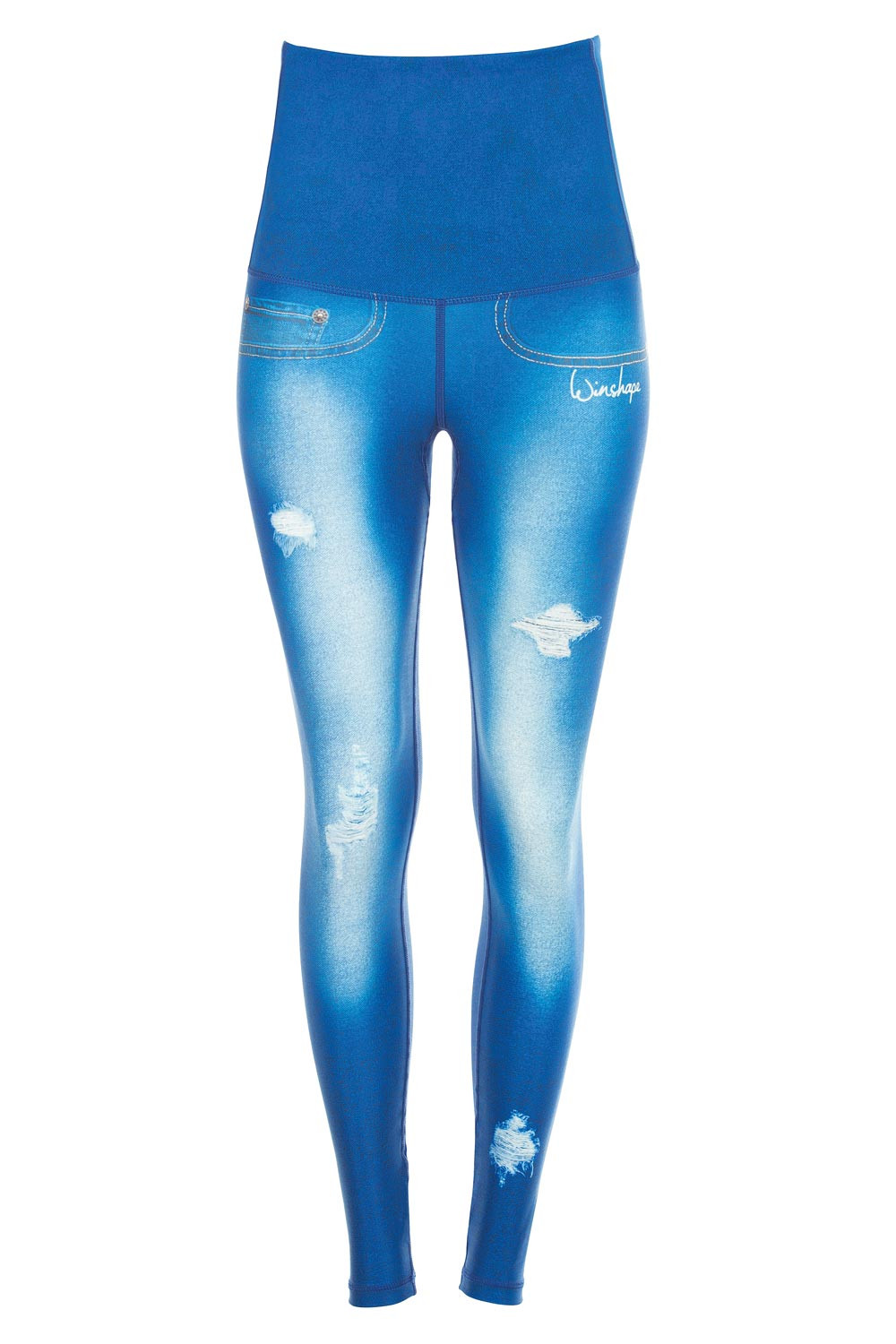 Functional Power Shape Jeans Tights High Waist „Blue Lagoon“ HWL102, ocean  blue, Winshape Slim Style