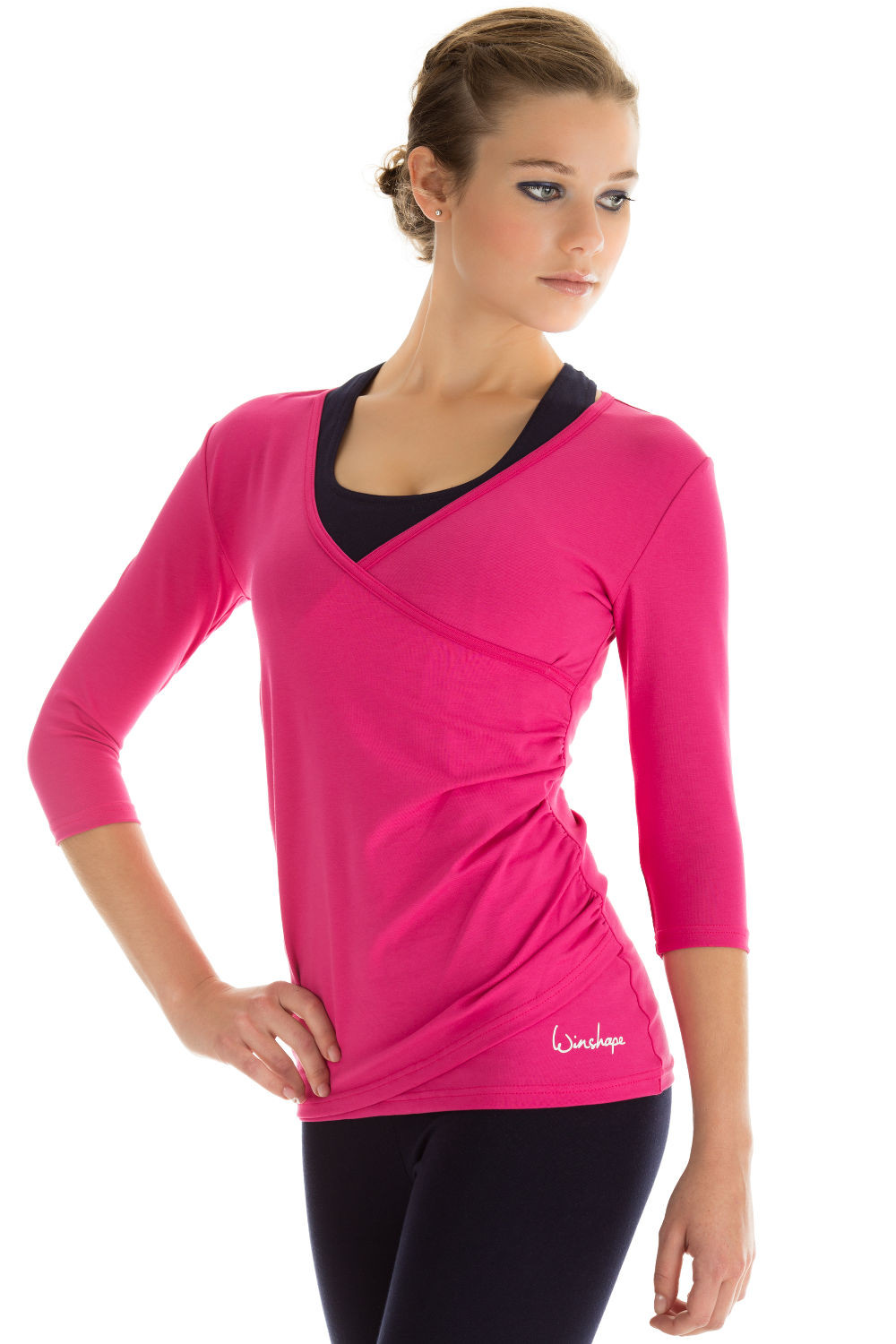 pink, Flow Shirt Winshape ¾-Arm WS3, in Wickeloptik Style