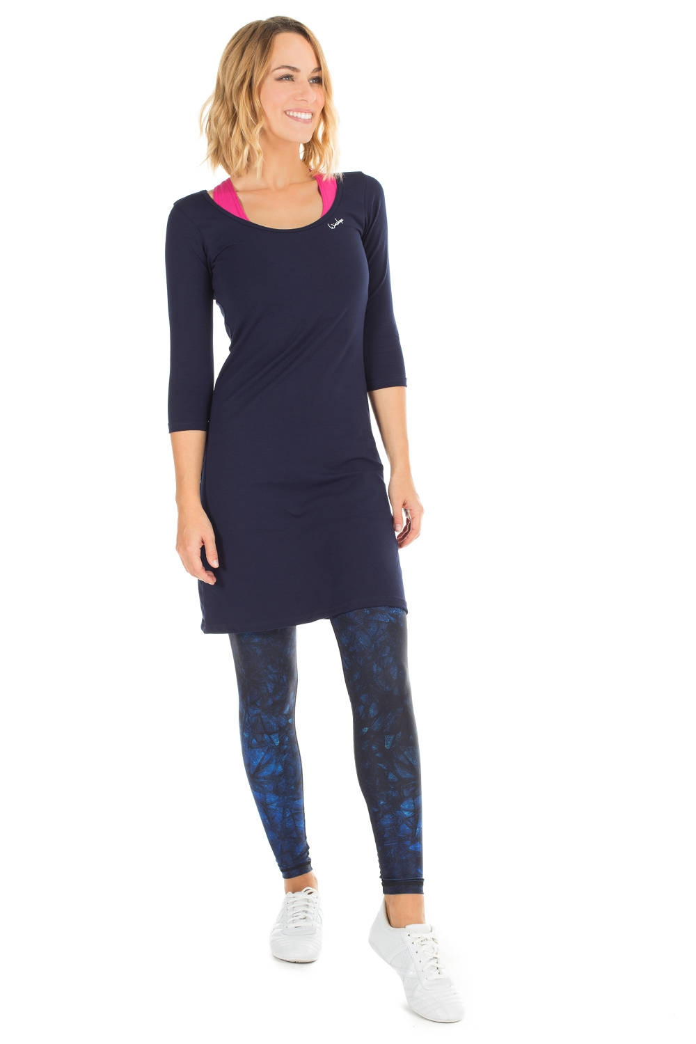 Zeitloses 3/4-Arm-A-Linien-Minikleid WK2, night blue, Winshape Street Style | Kleider