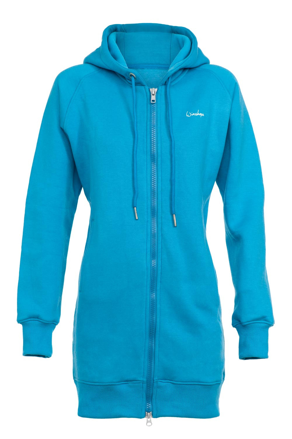 Lange, kuschelige Hoodie-Jacke mit blue, 2-Wege-Zipper, sky J006 Winshape Street Style