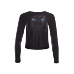 Functional Light and Soft Cropped Long Sleeve Top AET119LS, schwarz mit magischem Panther-Print
