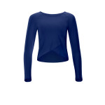 Functional Light and Soft Cropped Long Sleeve Top AET131LS mit Overlap-Applikation, dark blue