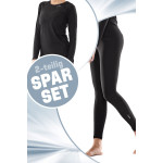 Sparset Long Sleeve Top + Leggings “High Waist”, schwarz, 2-teilig