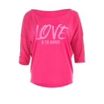 Ultra leichtes Modal 3/4-Arm Shirt MCS001 mit neon pinkem Glitzer-Aufdruck „Love is the answer”, deep pink