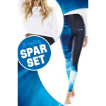 Sparset Cropped Long Sleeve Top + Leggings “High Waist”, water, 2-teilig