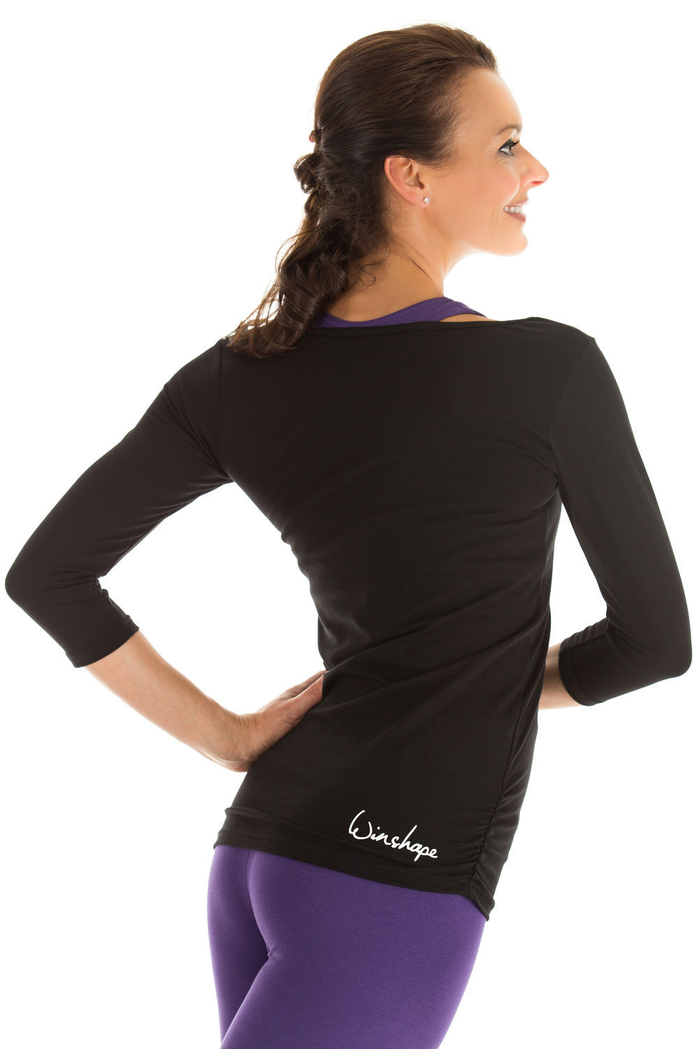 Womens Fitness Yoga Pilates Arm Shirt Winshape Womens Fitness Yoga Pilates 3/4-Sleeved Shirt WS4